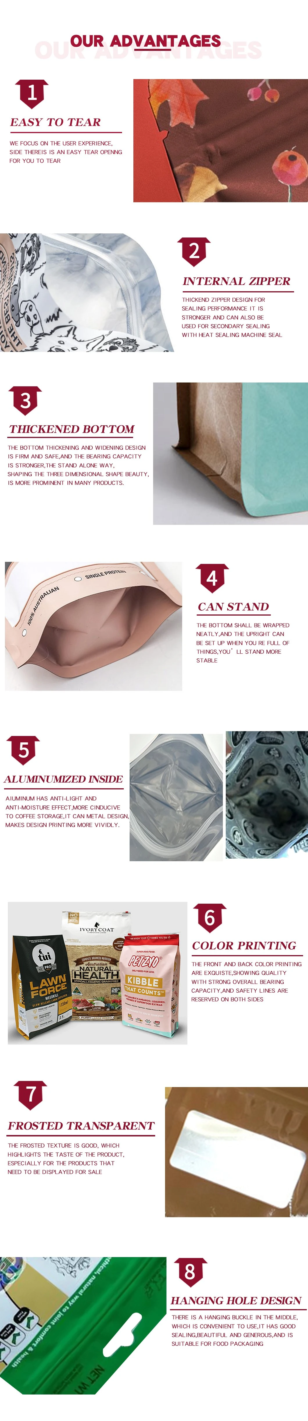 Custom Aluminum Foil The Top Packaging 5kg 15kg 20 Kg of Pet Bags Dog Food Packaging Bag