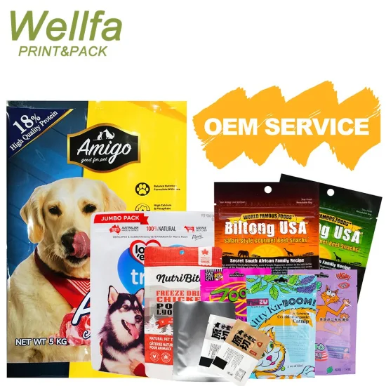 Plástico Alox Kpet Cremallera resellable Impresión digital Top Ziplock Stand up Embalaje 500g Bolsa para mascotas Bolsas de envasado de alimentos para perros